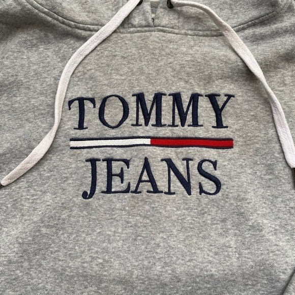 Tommy Hilfiger TOMMY JEANS Womens Gray Tie Ribbed Hoodie Medium - Picture 3 of 7